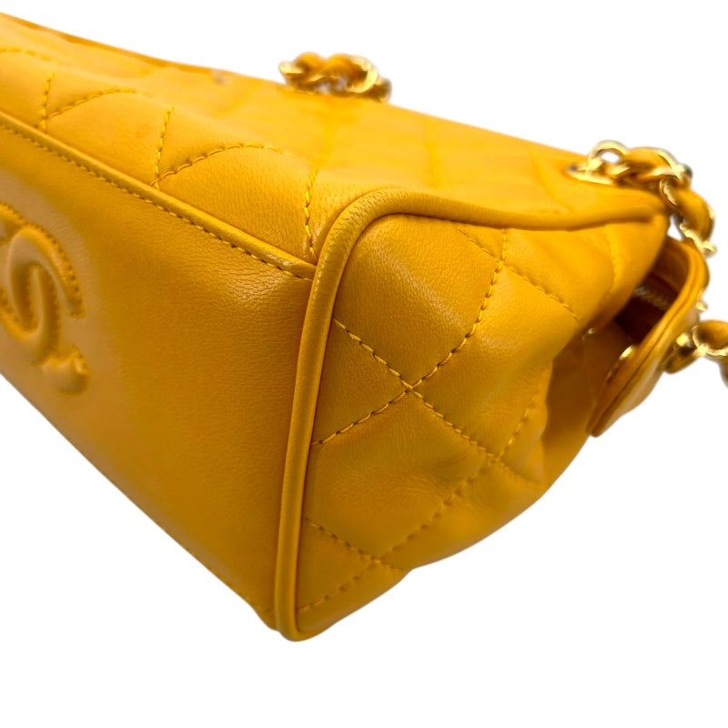 シャネル CHANEL マトラッセ チェーンミニハンドバッグ イエロー GD金具 ラムスキン レディース ハンドバッグ