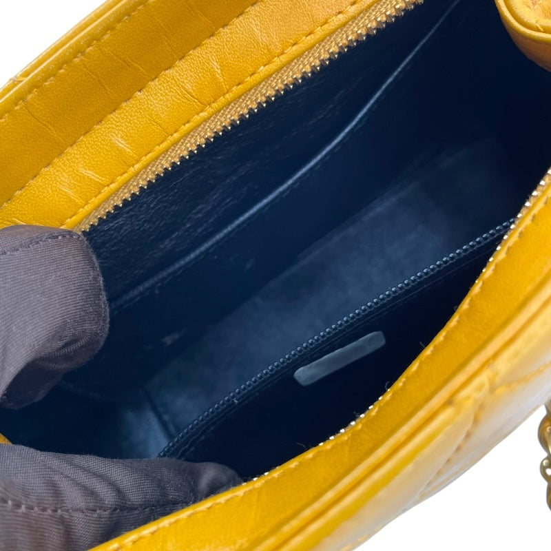 シャネル CHANEL マトラッセ チェーンミニハンドバッグ イエロー GD金具 ラムスキン レディース ハンドバッグ