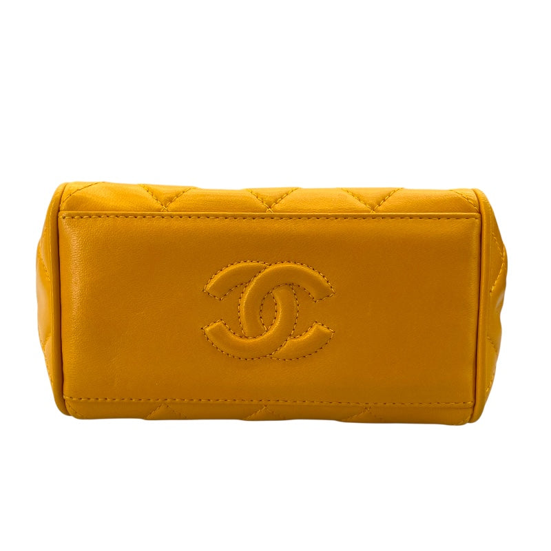 シャネル CHANEL マトラッセ チェーンミニハンドバッグ イエロー GD金具 ラムスキン レディース ハンドバッグ