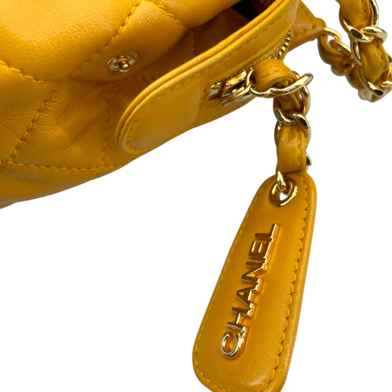 シャネル CHANEL マトラッセ チェーンミニハンドバッグ イエロー GD金具 ラムスキン レディース ハンドバッグ