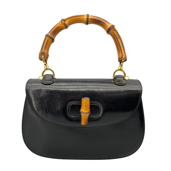 グッチ GUCCI バンブー トップハンドルバッグ 000・2113・0633 ブラック レザー レディース