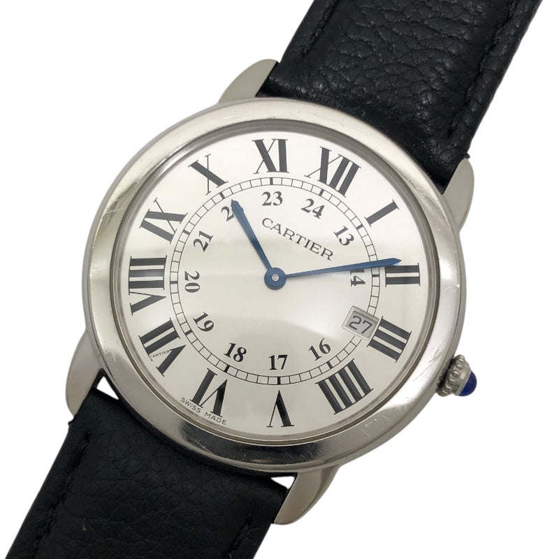 カルティエ Cartier ロンドソロ ドゥ カルティエ 36ｍｍ WSRN0029 シルバー SS/レザーストラップ メンズ 腕時計