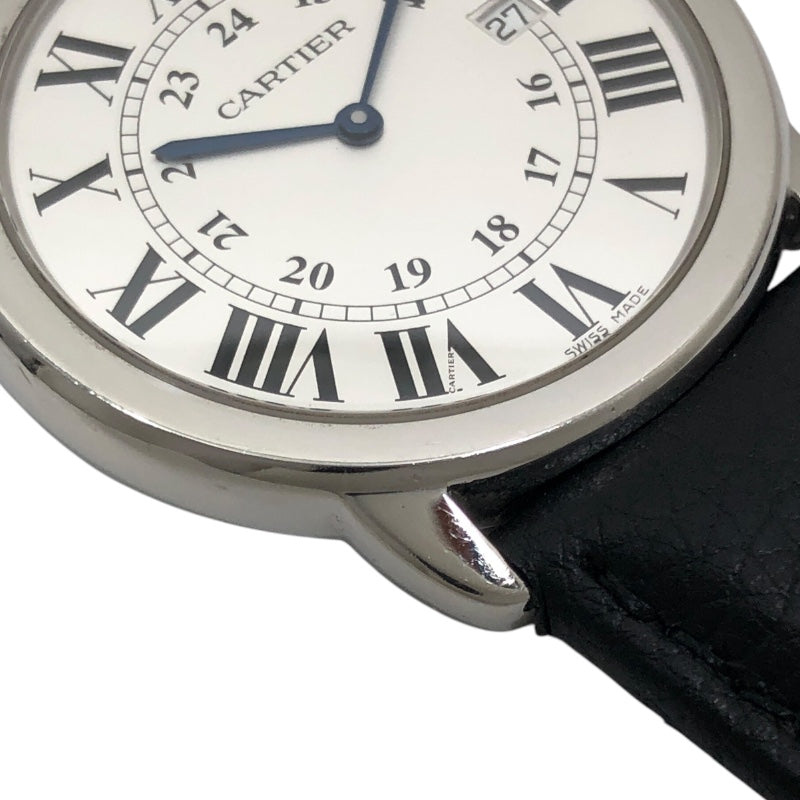 カルティエ Cartier ロンドソロ ドゥ カルティエ 36ｍｍ WSRN0029 シルバー SS/レザーストラップ メンズ 腕時計