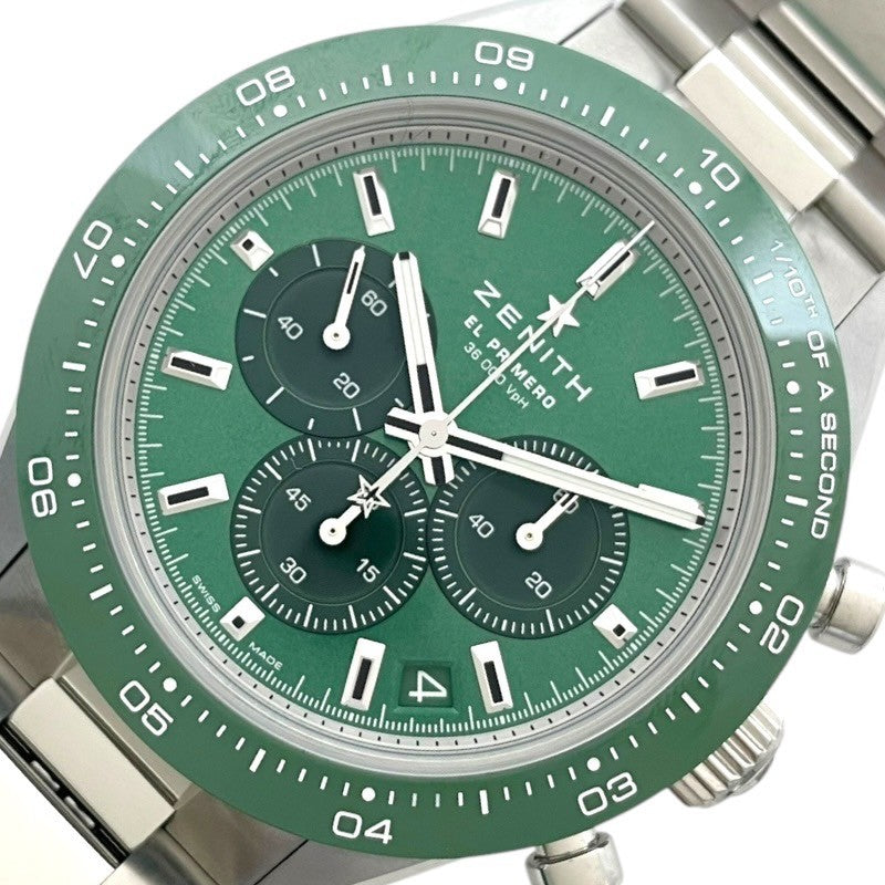 ゼニス ZENITH クロノマスター スポーツ YOSHIDA SPECIAL 03.3107.3600/56.M3100 グリーン SS 自動巻き メンズ 腕時計