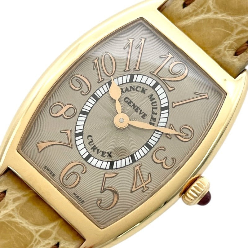 フランク・ミュラー FRANCK MULLER トノウカーベックス レリーフ 1752QZRELJ ブラウン K18PG/革ベルト クオーツ レディース 腕時計
