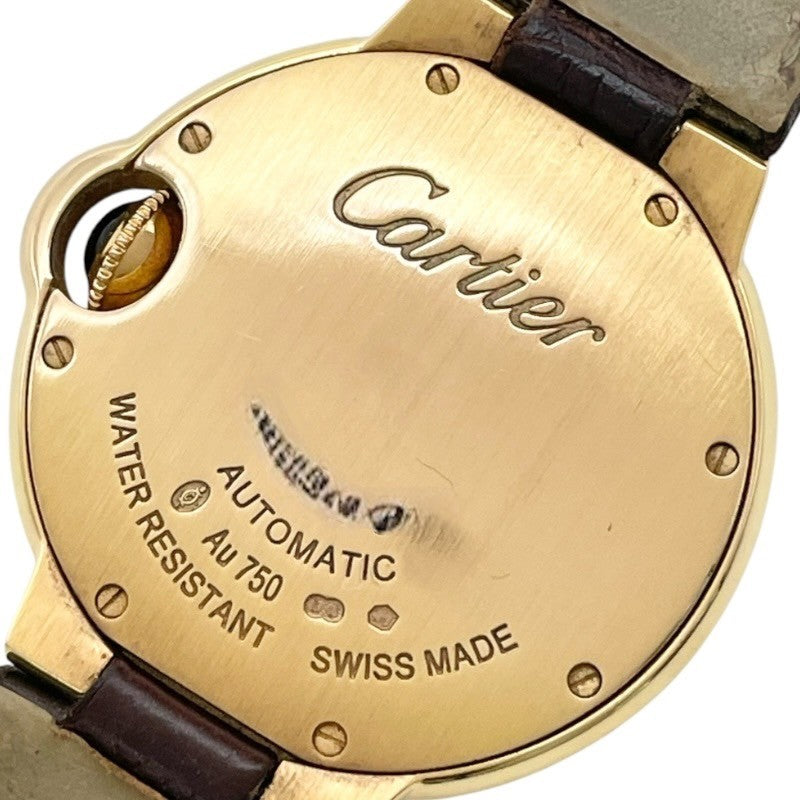 カルティエ Cartier バロンブルー 33MM W6920069 シルバー K18PG/革ベルト 自動巻き レディース 腕時計