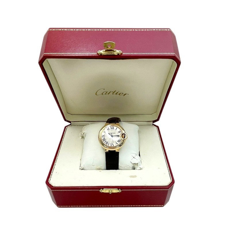 カルティエ Cartier バロンブルー 33MM W6920069 シルバー K18PG/革ベルト 自動巻き レディース 腕時計 |  中古ブランドリユースショップ OKURA(おお蔵)