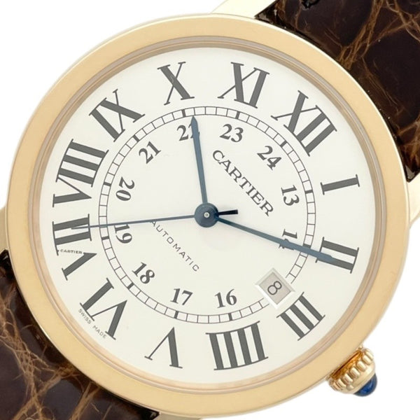 カルティエ Cartier ロンドソロ ドゥ カルティエ 42mm W6701009 シルバー K18PG/SS/革ベルト 自動巻き メンズ 腕時計