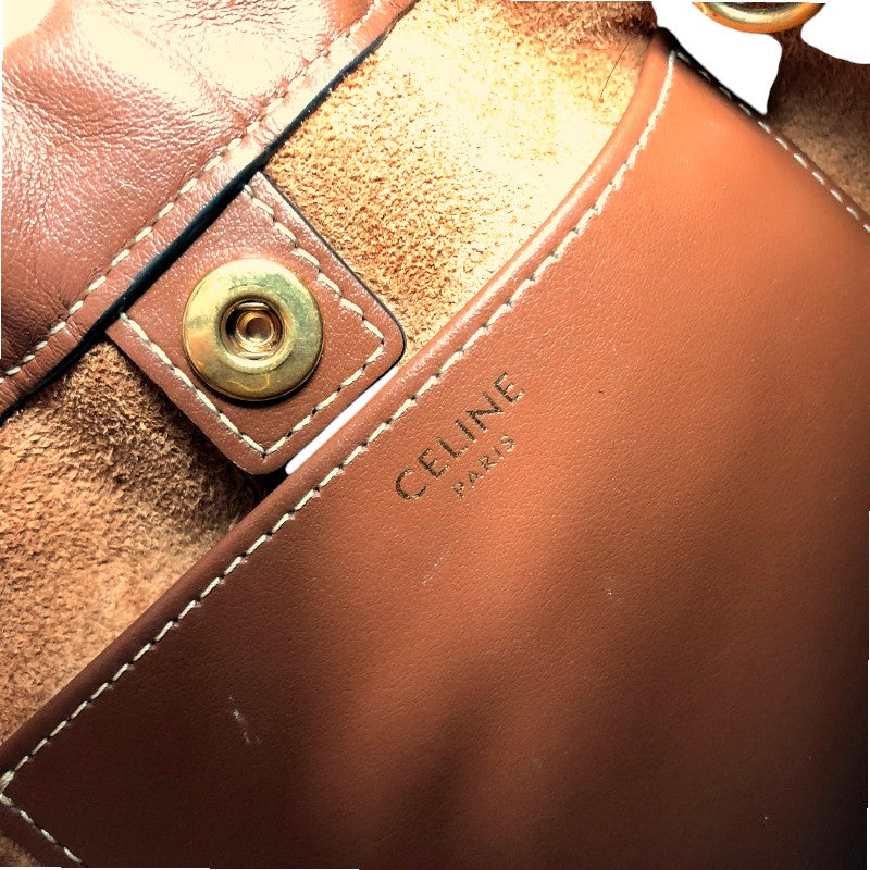 セリーヌ CELINE スモールカバドローストリングキュイルトリオンフ 111013 タン ゴールド金具 カーフスキン レディース ショルダーバッグ