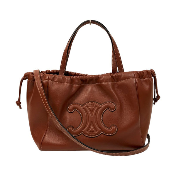 セリーヌ CELINE スモールカバドローストリングキュイルトリオンフ 111013 タン ゴールド金具 カーフスキン レディース ショルダーバッグ