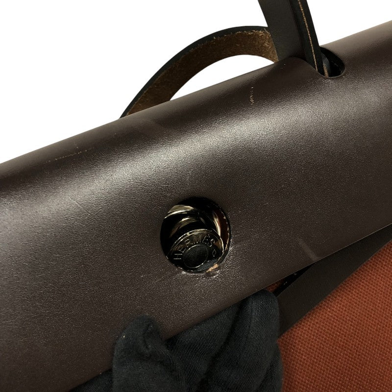 エルメス HERMES エールバッグジップPM Z刻 ブラウン シルバー金具 トワル レディース ショルダーバッグ