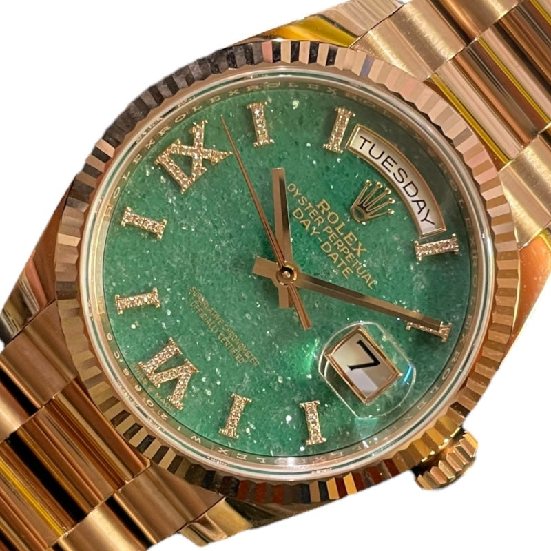 ロレックス ROLEX デイデイト グリーンアベンチュリン 128235 K18ローズゴールド 自動巻き メンズ 腕時計