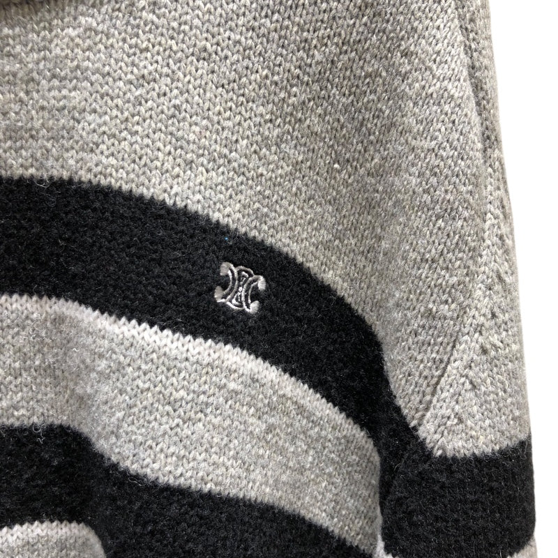セリーヌ CELINE トリオン刺繡ボーダーニットセーター 2AH80322U グレー ウール メンズ ニット