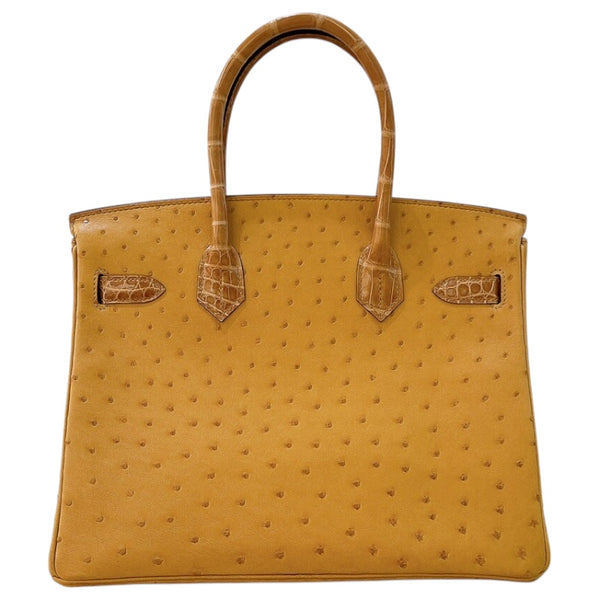 エルメス HERMES バーキン30 タッチ Z刻印（2021年製） タバックキャメル/ゴールド金具 オーストリッチ オーストリッチ/アリゲーター レディース ハンドバッグ