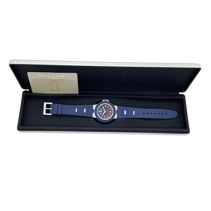 ブルガリ BVLGARI アルミニウム GMT BB40ATGMT ブルー アルミニウム/ラバーベルト 自動巻き メンズ 腕時計