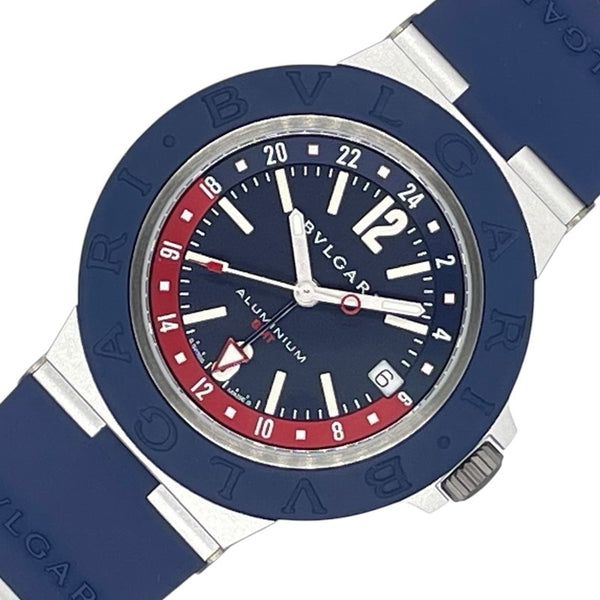ブルガリ BVLGARI アルミニウム GMT BB40ATGMT ブルー アルミニウム/ラバーベルト 自動巻き メンズ 腕時計