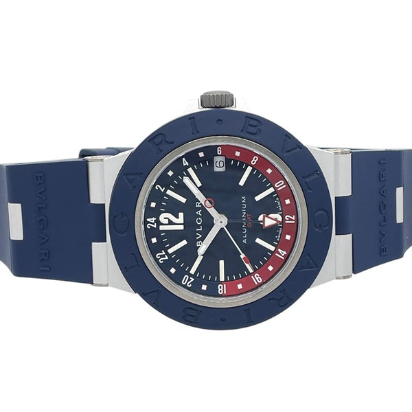 ブルガリ BVLGARI アルミニウム GMT BB40ATGMT ブルー アルミニウム/ラバーベルト 自動巻き メンズ 腕時計