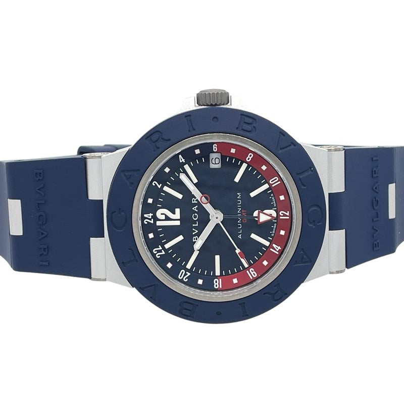 ブルガリ BVLGARI アルミニウム GMT BB40ATGMT ブルー アルミニウム/ラバーベルト 自動巻き メンズ 腕時計