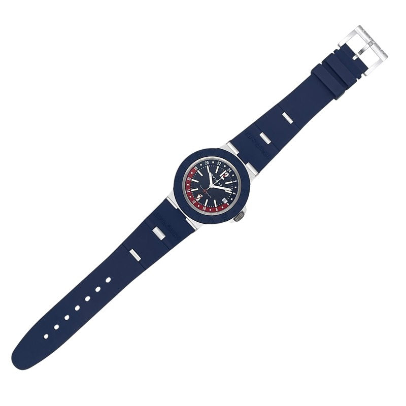 ブルガリ BVLGARI アルミニウム GMT BB40ATGMT ブルー アルミニウム/ラバーベルト 自動巻き メンズ 腕時計