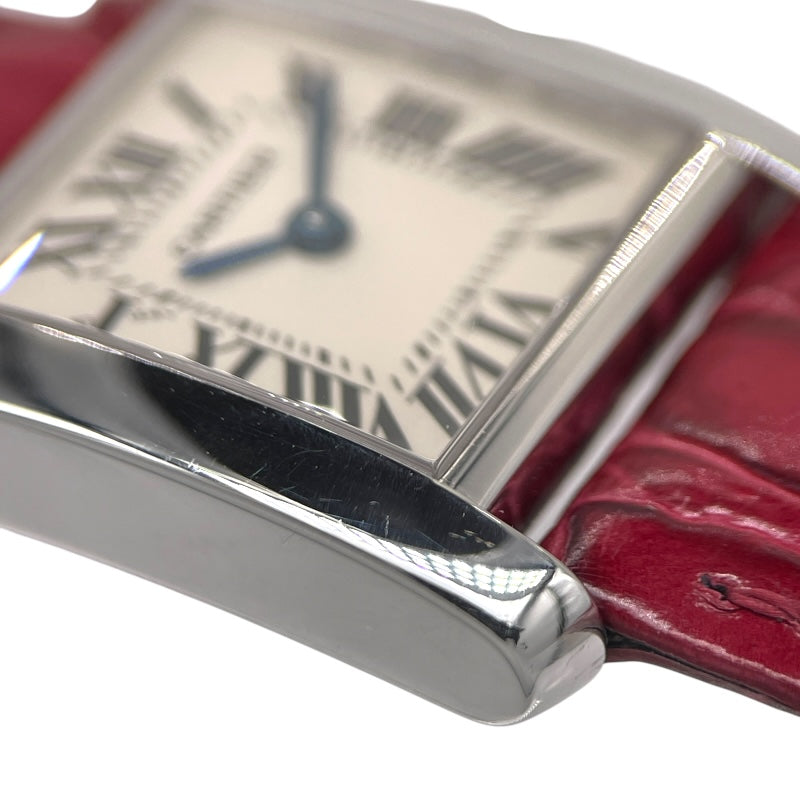 カルティエ Cartier タンク フランセーズ SM W5001256 アイボリー K18WG/社外ベルト/純正尾錠 クオーツ レディース 腕時計