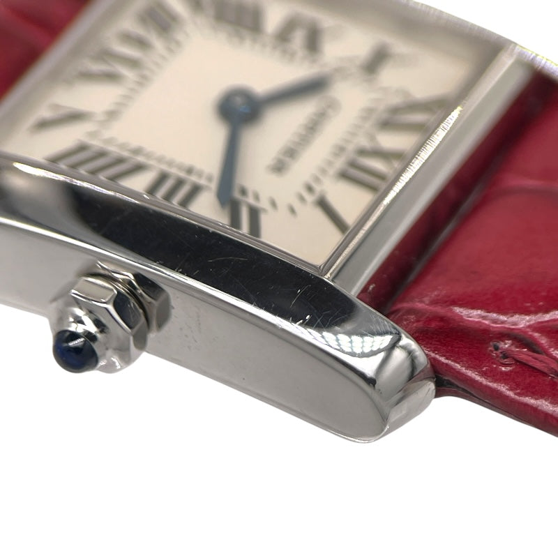 カルティエ Cartier タンク フランセーズ SM W5001256 アイボリー K18WG/社外ベルト/純正尾錠 クオーツ レディース 腕時計