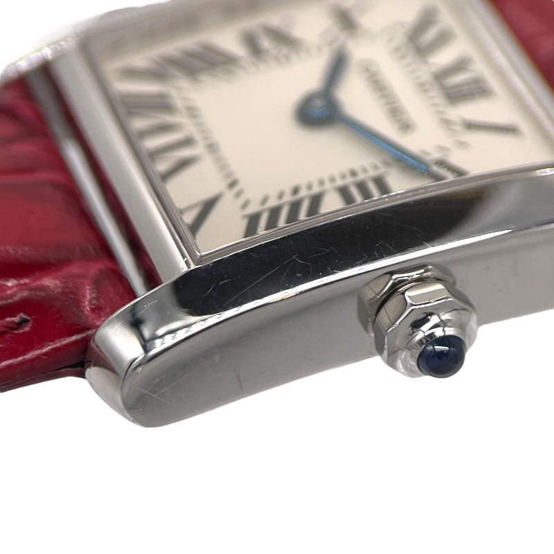 カルティエ Cartier タンク フランセーズ SM W5001256 アイボリー K18WG/社外ベルト/純正尾錠 クオーツ レディース 腕時計