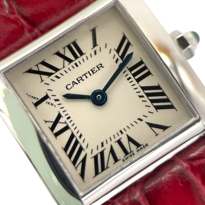 カルティエ Cartier タンク フランセーズ SM W5001256 アイボリー K18WG/社外ベルト/純正尾錠 クオーツ レディース 腕時計