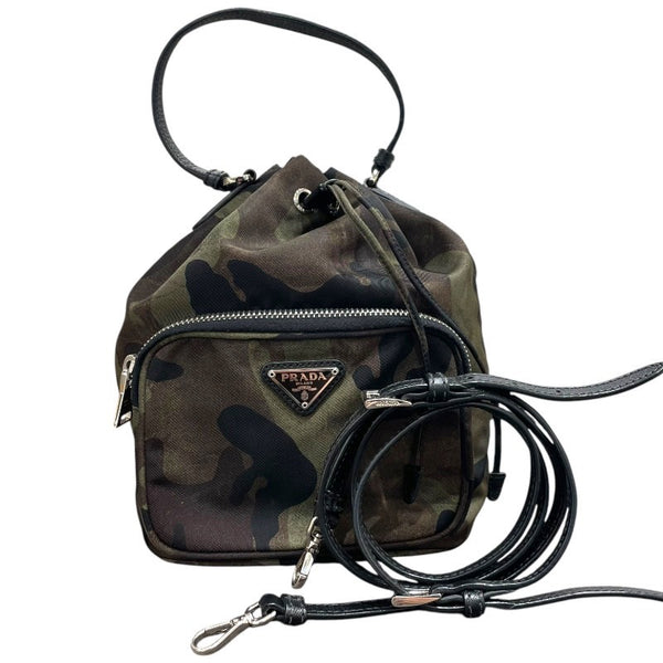 プラダ PRADA カモフラ柄　バケットバッグ グリーン ナイロン レディース ショルダーバッグ