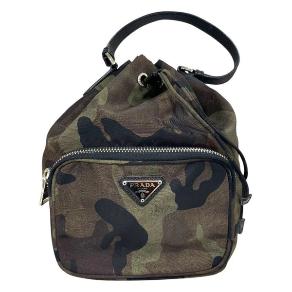プラダ PRADA カモフラ柄　バケットバッグ グリーン ナイロン レディース ショルダーバッグ