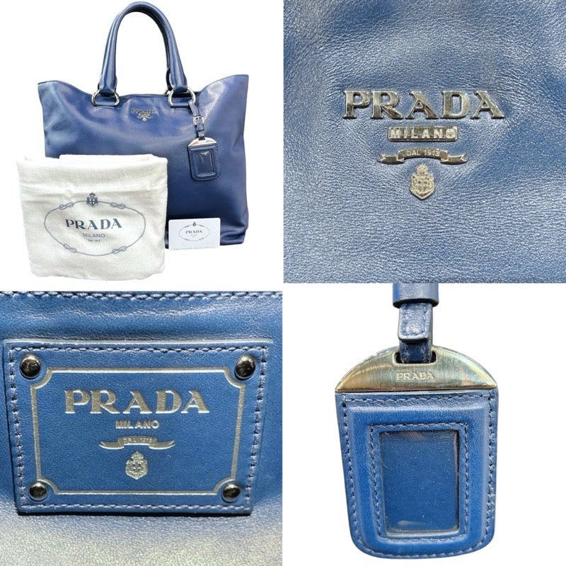 プラダ PRADA トートバッグ BN2865 ブルー シルバー金具 レザー レディース トートバッグ