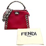 フェンディ FENDI ピーカブーアイコニックス 8BN244 レッド  レザー×パイソン レディース ショルダーバッグ