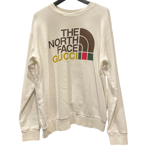 グッチ GUCCI X THE NORTH FACE ロゴスウェットシャツ ホワイト コットン メンズ スウェット