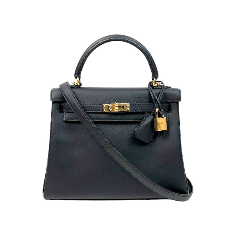 エルメス HERMES ケリー25 内縫い B刻 ブラック ゴールド金具 ヴォースイフト レディース 2wayハンドバッグ