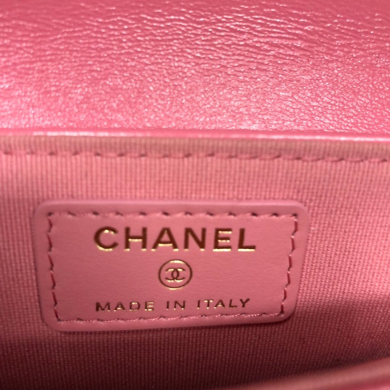 シャネル CHANEL マトラッセ チェーンフォンフォルダー ピンク ゴールド金具 シャイニーラム レディース ショルダーバッグ