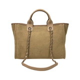 シャネル CHANEL ドーヴィルショッピングバッグ AS3351 ベージュ ゴールド金具 ミックスファイバー レディース トートバッグ