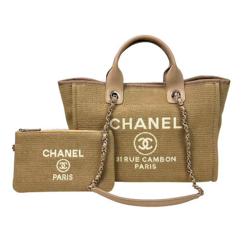 シャネル CHANEL ドーヴィルショッピングバッグ AS3351 ベージュ ゴールド金具 ミックスファイバー レディース トートバッグ