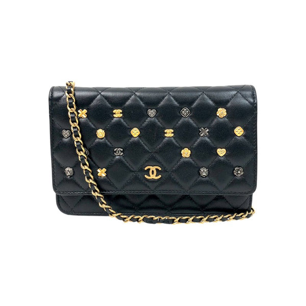 シャネル CHANEL マトラッセアイコンチェーンウォレット AP0250 ブラック ゴールド金具 ラムスキン レディース ショルダーバッグ