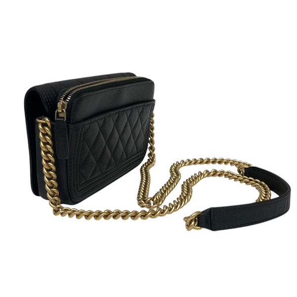 シャネル CHANEL ボーイシャネル フォンケース AP3013 ブラック ゴールド金具 キャビアスキン レディース ショルダーバッグ
