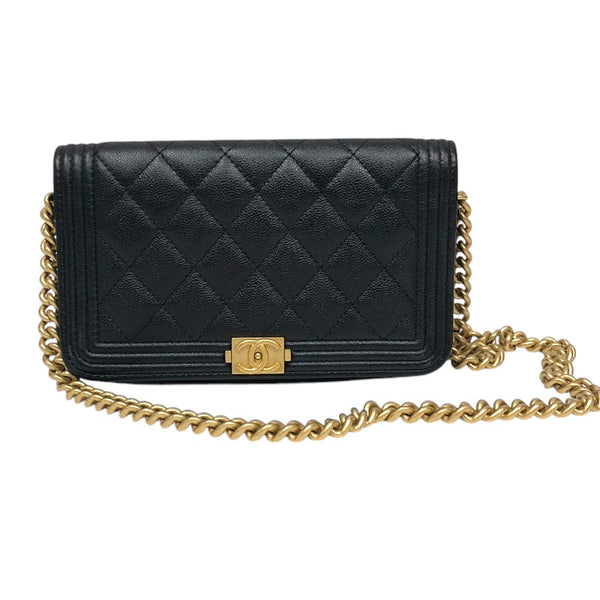 シャネル CHANEL ボーイシャネル フォンケース AP3013 ブラック ゴールド金具 キャビアスキン レディース ショルダーバッグ