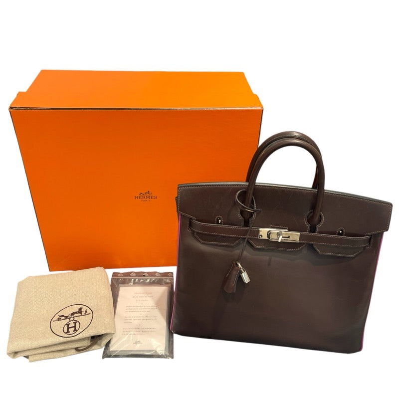 エルメス HERMES オータクロア32　バイカラー □I刻 ショコラ×アネモネ・シルバー金具  ボックスカーフ ユニセックス ハンドバッグ