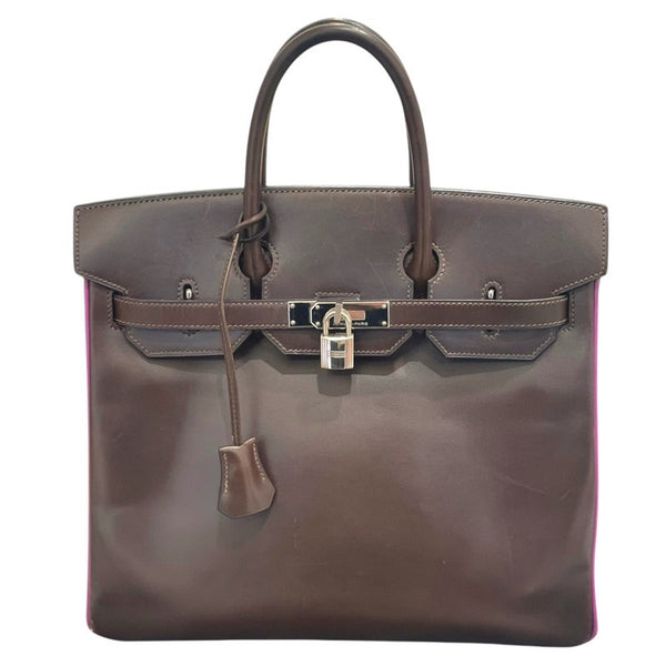エルメス HERMES オータクロア32　バイカラー □I刻 ショコラ×アネモネ・シルバー金具  ボックスカーフ ユニセックス ハンドバッグ