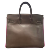エルメス HERMES オータクロア32　バイカラー □I刻 ショコラ×アネモネ・シルバー金具  ボックスカーフ ユニセックス ハンドバッグ