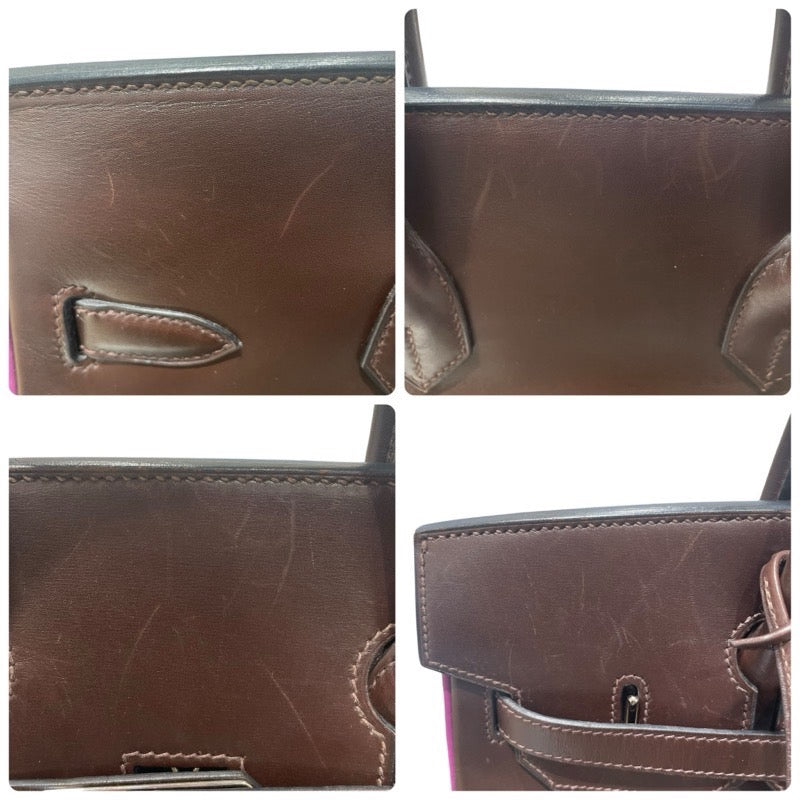 エルメス HERMES オータクロア32　バイカラー □I刻 ショコラ×アネモネ・シルバー金具  ボックスカーフ ユニセックス ハンドバッグ