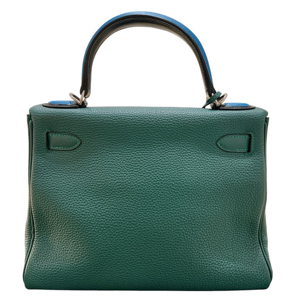エルメス HERMES ケリー28　オ・パス2017年限定 A刻 マラカイト・ブルーザンジバル・ブラック・シルバー金具 トゴ レディース ハンドバッグ