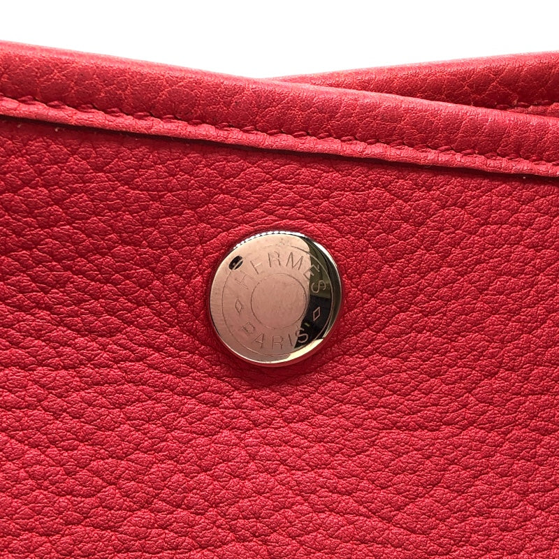 エルメス HERMES ガーデンパーティPM □N刻 ルージェピヴォワンヌ　シルバー金具 カントリー レディース ハンドバッグ
