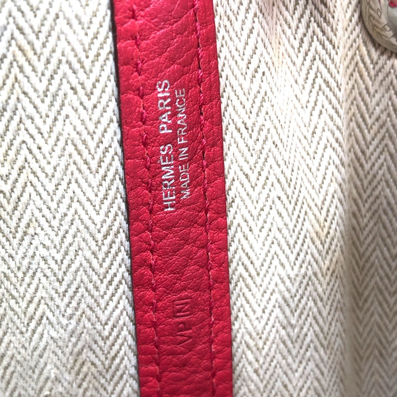 エルメス HERMES ガーデンパーティPM □N刻 ルージェピヴォワンヌ　シルバー金具 カントリー レディース ハンドバッグ