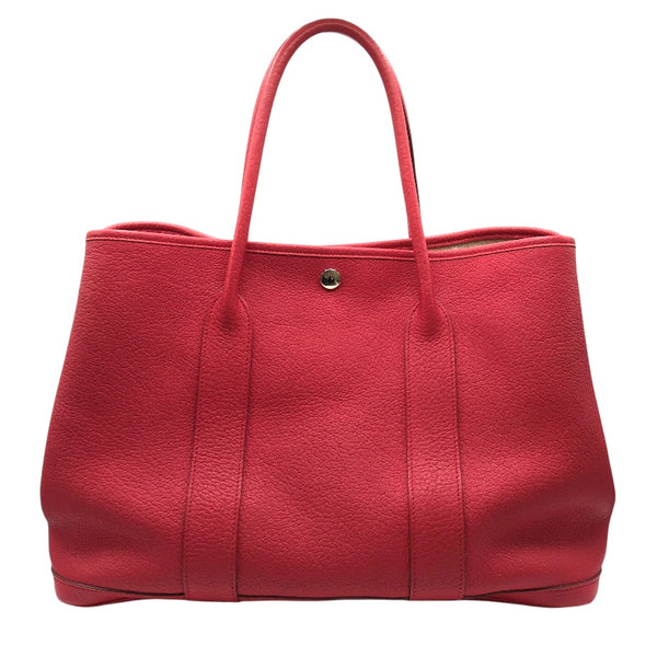 エルメス HERMES ガーデンパーティPM □N刻 ルージェピヴォワンヌ　シルバー金具 カントリー レディース ハンドバッグ