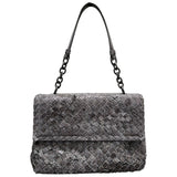 ボッテガ・ヴェネタ BOTTEGA VENETA パイソンイントレチャートワンショルダー グレー パイソン レディース ショルダーバッグ