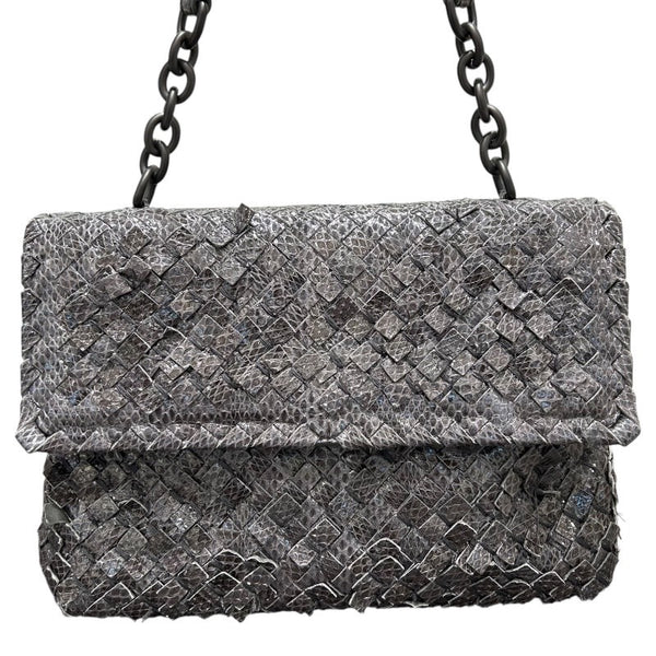 ボッテガ・ヴェネタ BOTTEGA VENETA パイソンイントレチャートワンショルダー グレー パイソン レディース ショルダーバッグ