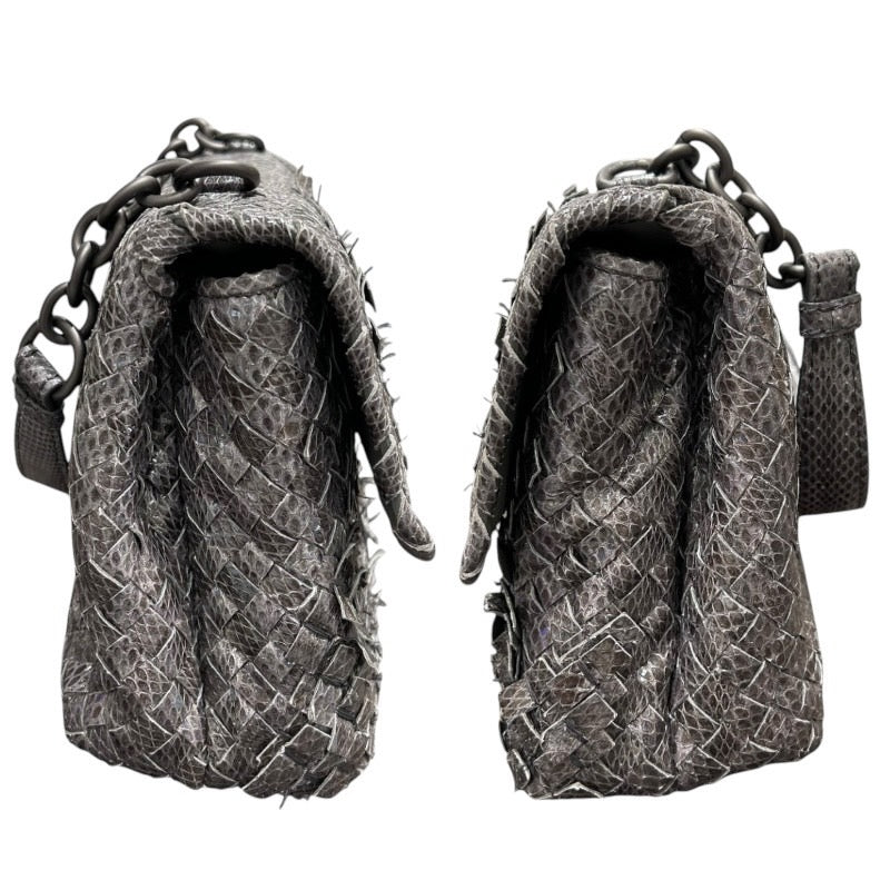 ボッテガ・ヴェネタ BOTTEGA VENETA パイソンイントレチャートワンショルダー グレー パイソン レディース ショルダーバッグ
